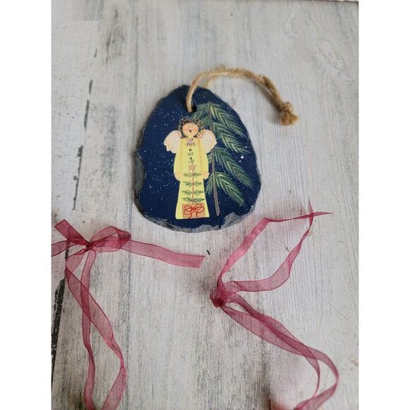 Joy to the World Angel cherub set xmas ornament snow mistletoe - Picture 5 of 8